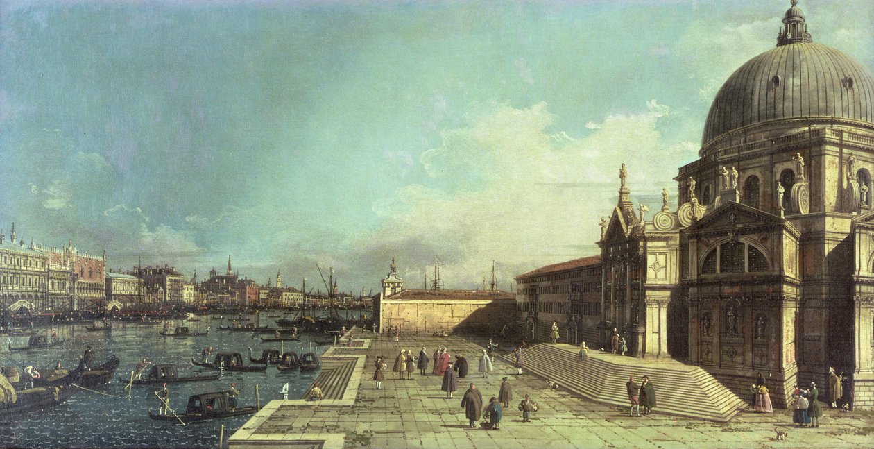 Indgangen til Canal Grande, Venedig med kirken Santa Maria della Salute af Giovanni Antonio Canal