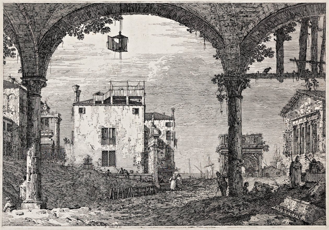 Portikken med en lanterne
fra serien »Vedute« (Udsigter) af Canaletto