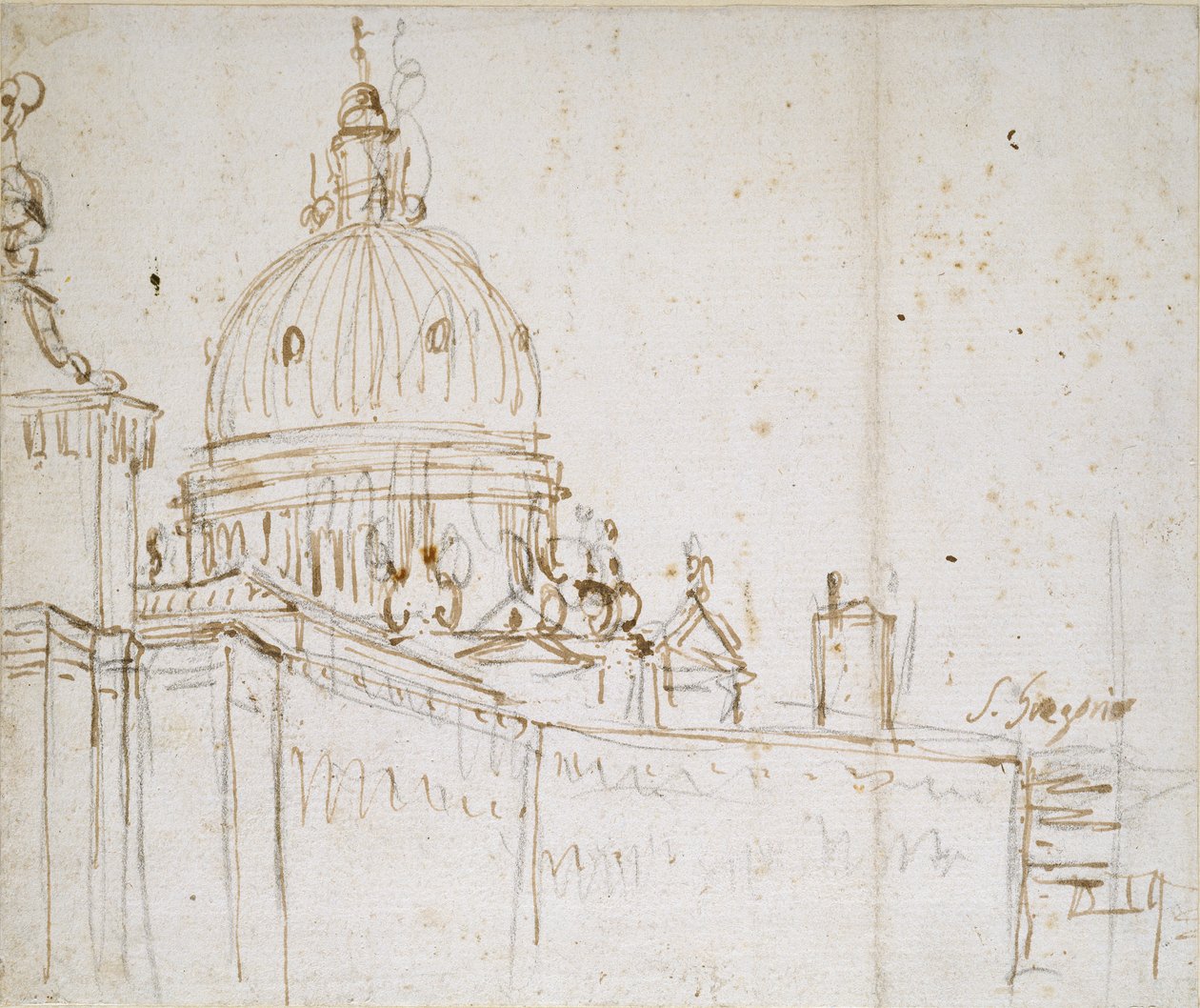 Venedig: Dogana di Mare og S. Maria della Salute, midten af ​​det 18. århundrede af Canaletto