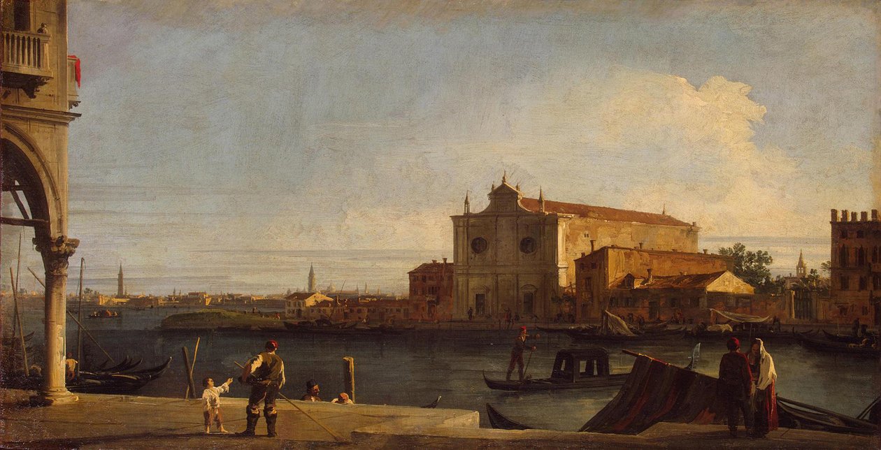 Udsigt over kirken San Giovanni dei Battuti på øen Murano, mellem 1725 og 1728. af Giovanni Antonio Canal