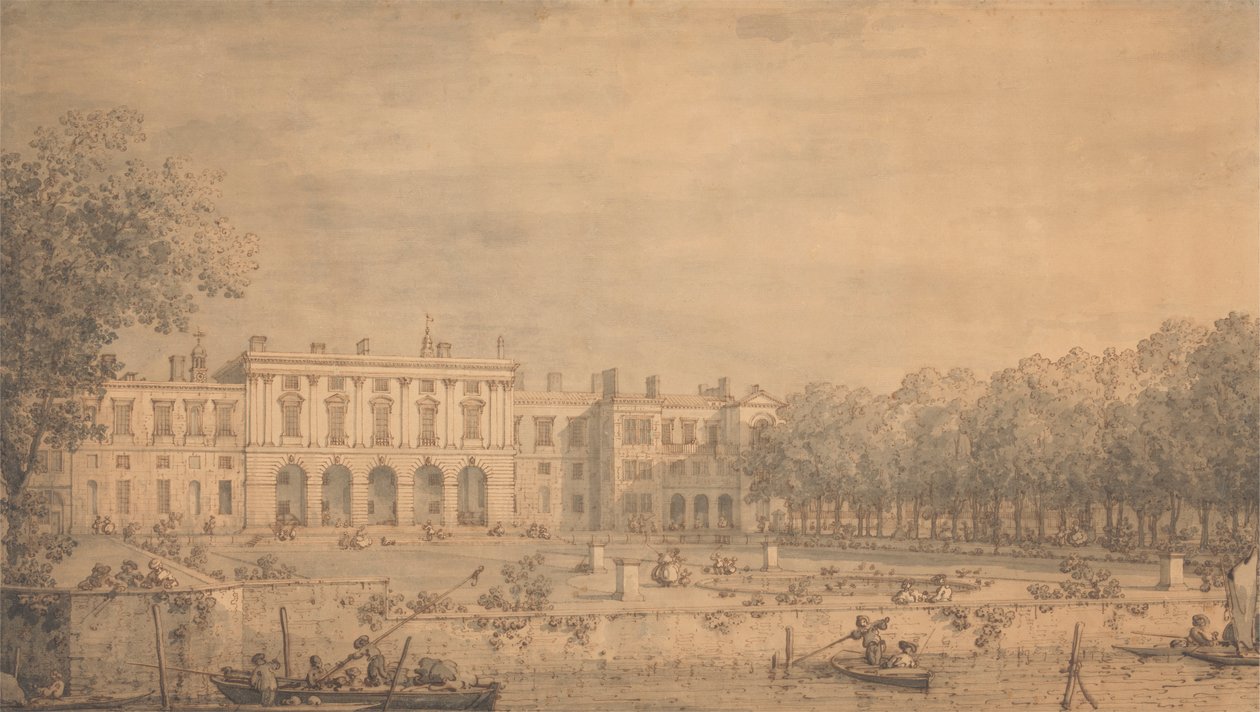 Udsigt over Old Somerset House fra Themsen af Canaletto