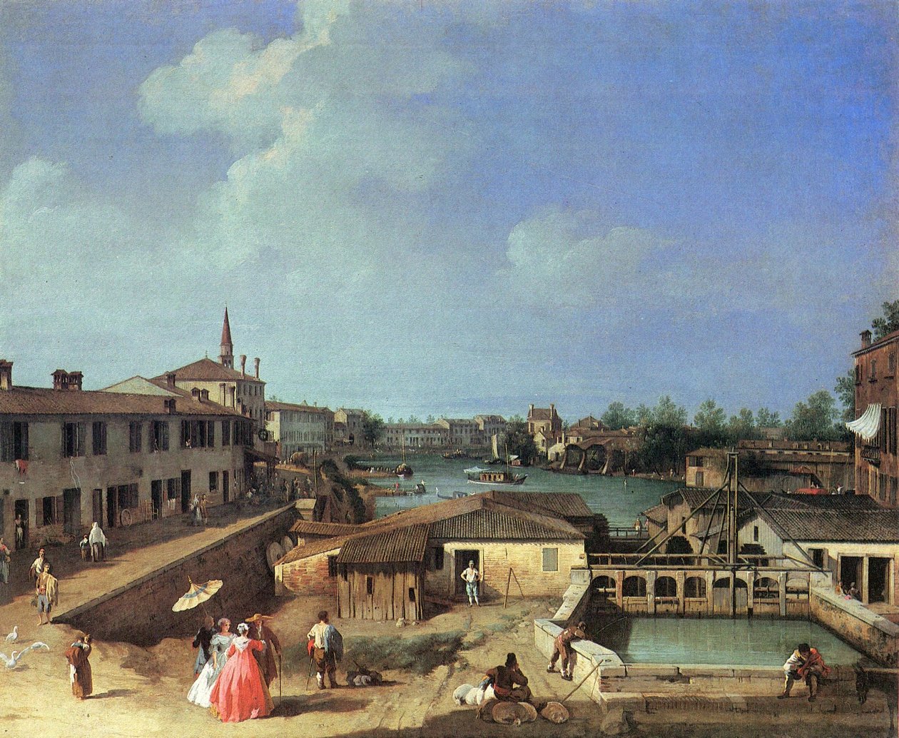 Udsigt over møllerne i Dolo ved Brenta af Canaletto