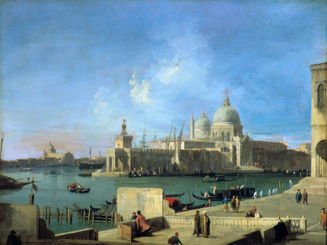 Udsigt over salutten fra indgangen til Canal Grande, Venedig, c1727-1728 af Giovanni Antonio Canal
