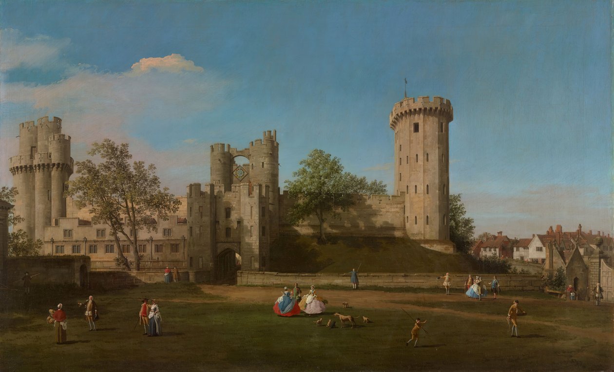 Warwick Castle, East Front fra Outer Court, 1752. af Canaletto