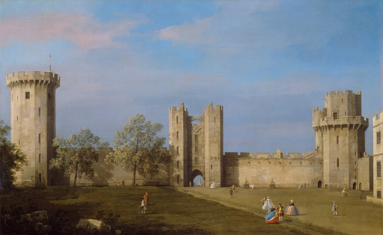 Warwick Castle, East Front fra Outer Court, 1752 af Giovanni Antonio Canal