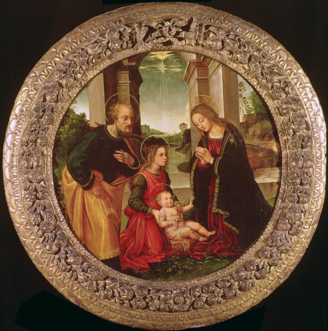 Den hellige familie med en engel af Capponi