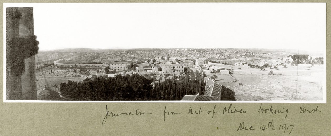 Jerusalem fra Oliebjerget ser mod vest, 14. december 1917 af Capt. Arthur Rhodes