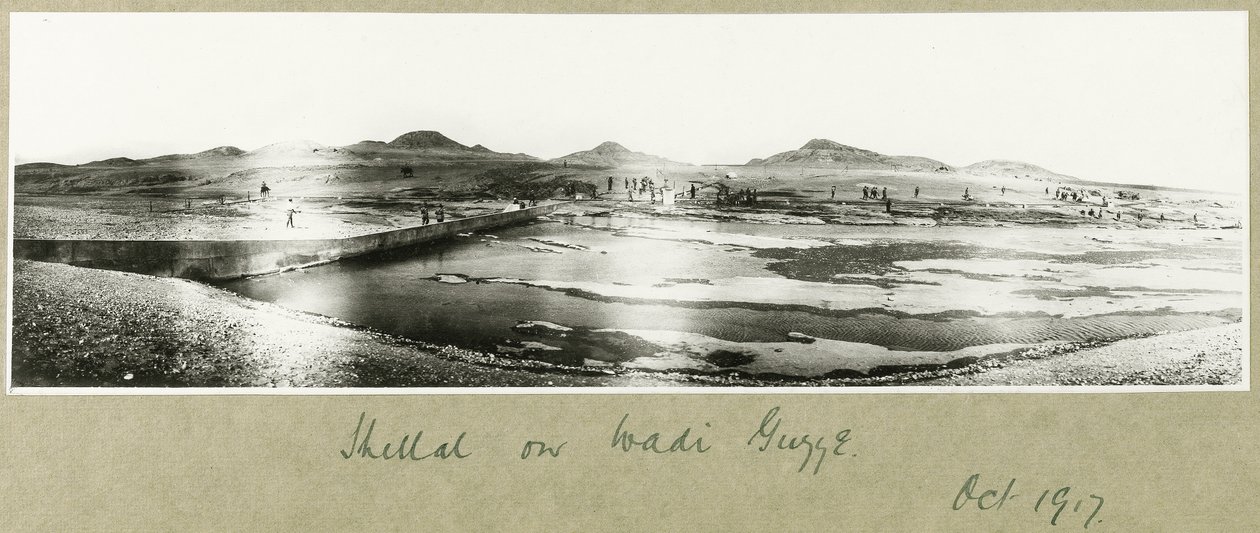 Shellal på Wadi Guzzeh, oktober 1917 af Capt. Arthur Rhodes
