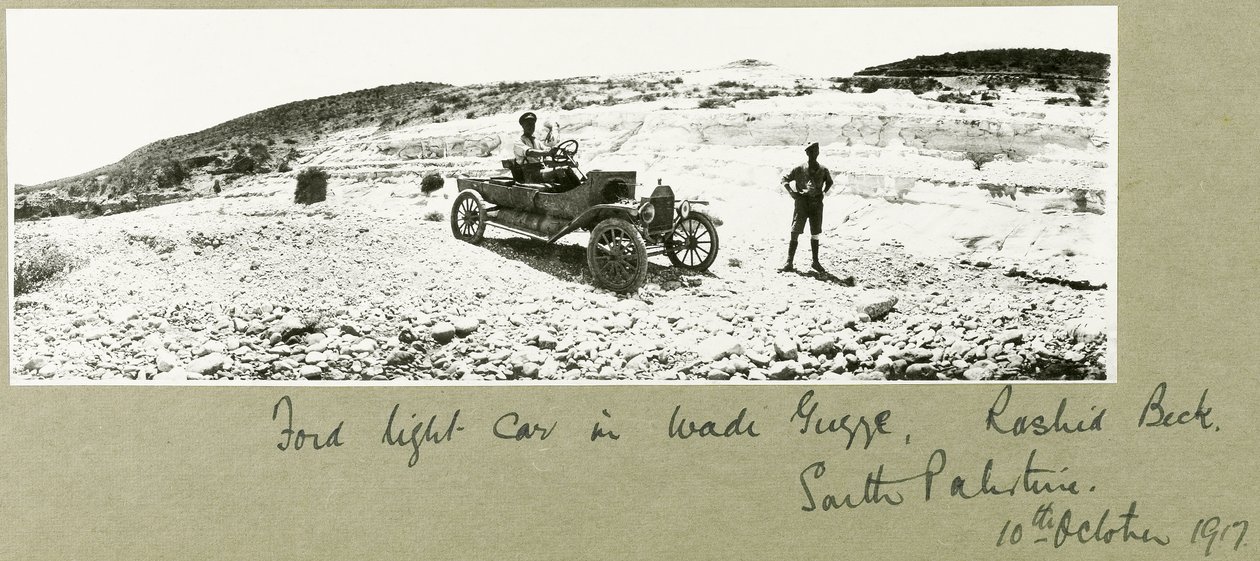 Ford let bil i Wadi Guzzeh, Rashid Beck, Sydpalæstina, oktober 1917 af Capt. Arthur Rhodes