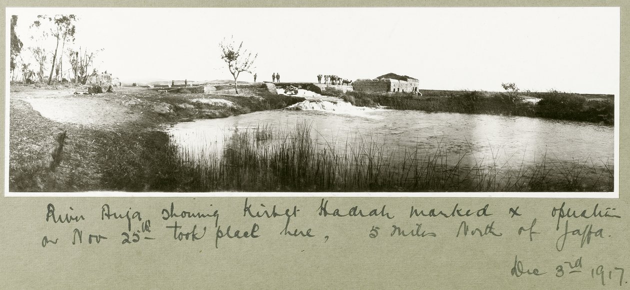 River Auja, der viser Khirbet Hadrah, 3. december 1917 af Capt. Arthur Rhodes