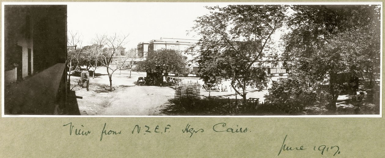 Udsigt fra N.Z.M.F.A hovedkvarter, Cairo, juni 1917 af Capt. Arthur Rhodes