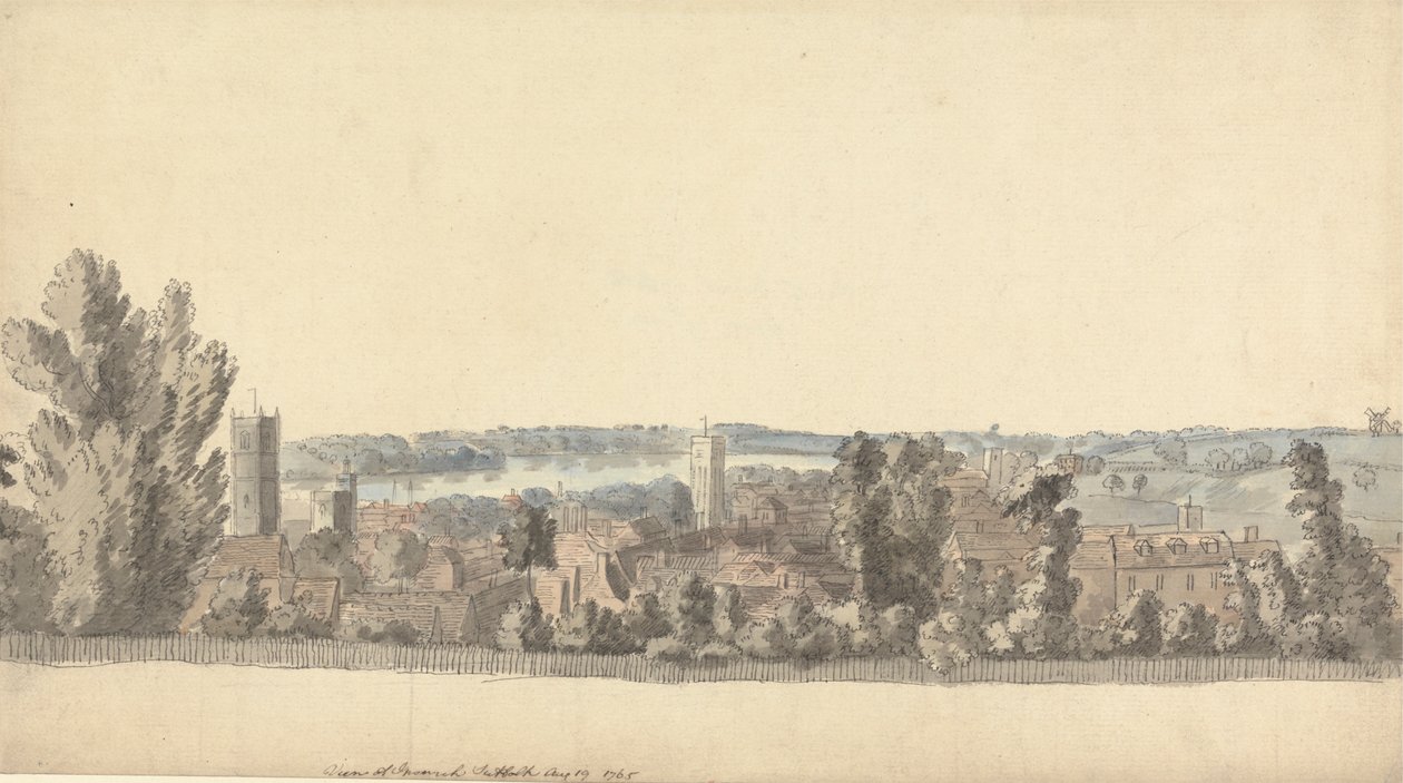 Udsigt over Ipswich, Suffolk af Capt. Francis Grose