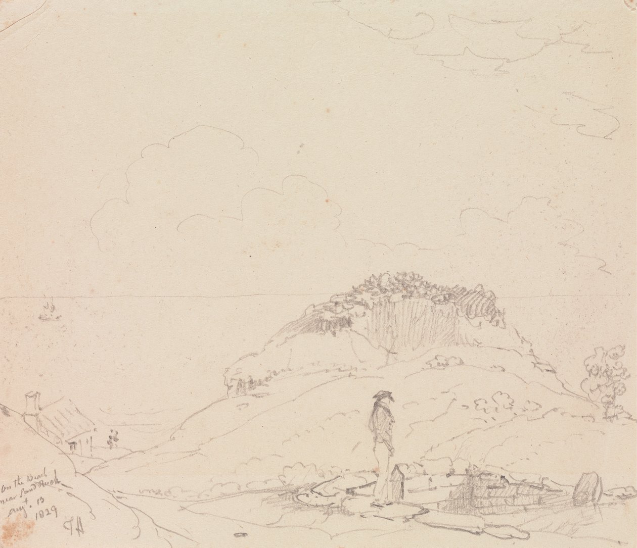 På stranden nær Sandrock, 13. august 1829 af Capt. Thomas Hastings
