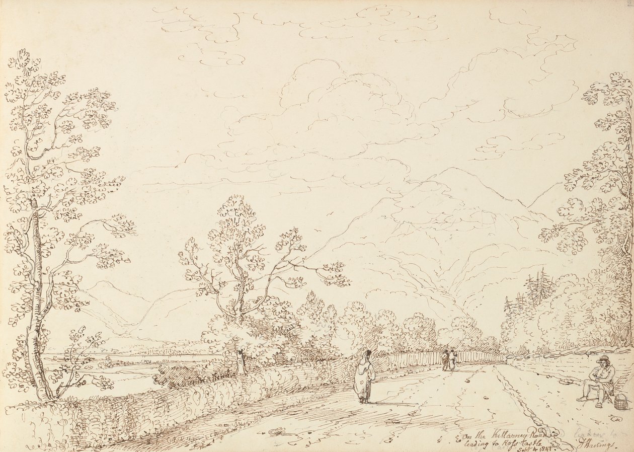 På Killarney Road, der fører til Ross Castle, 4. september 1841 af Capt. Thomas Hastings