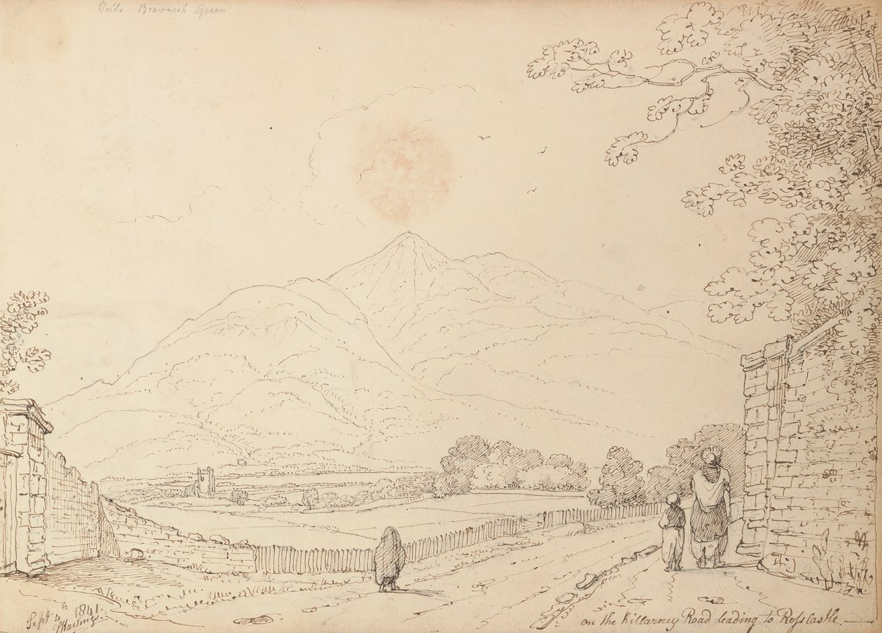 På Killarney Road, der fører til Ross Castle, 4. september 1841 af Capt. Thomas Hastings