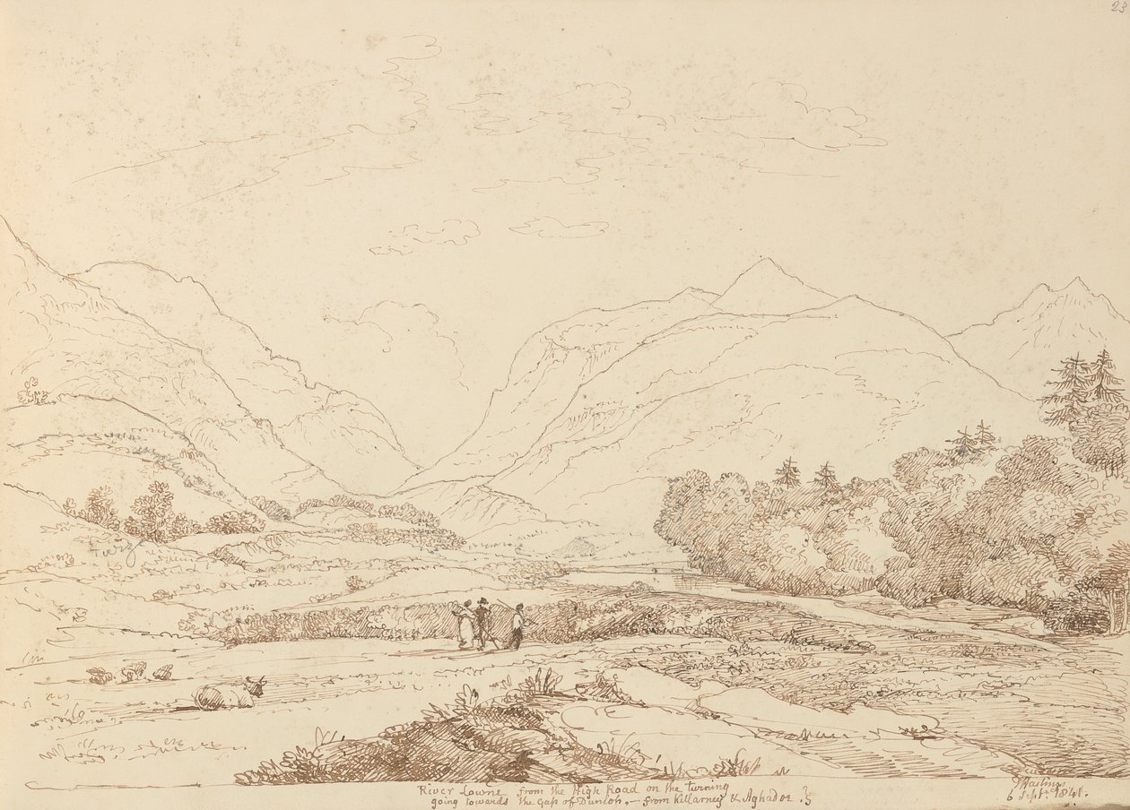 River Laune fra High Road fra Killarney & Aghadoe, 6. september 1841 af Capt. Thomas Hastings