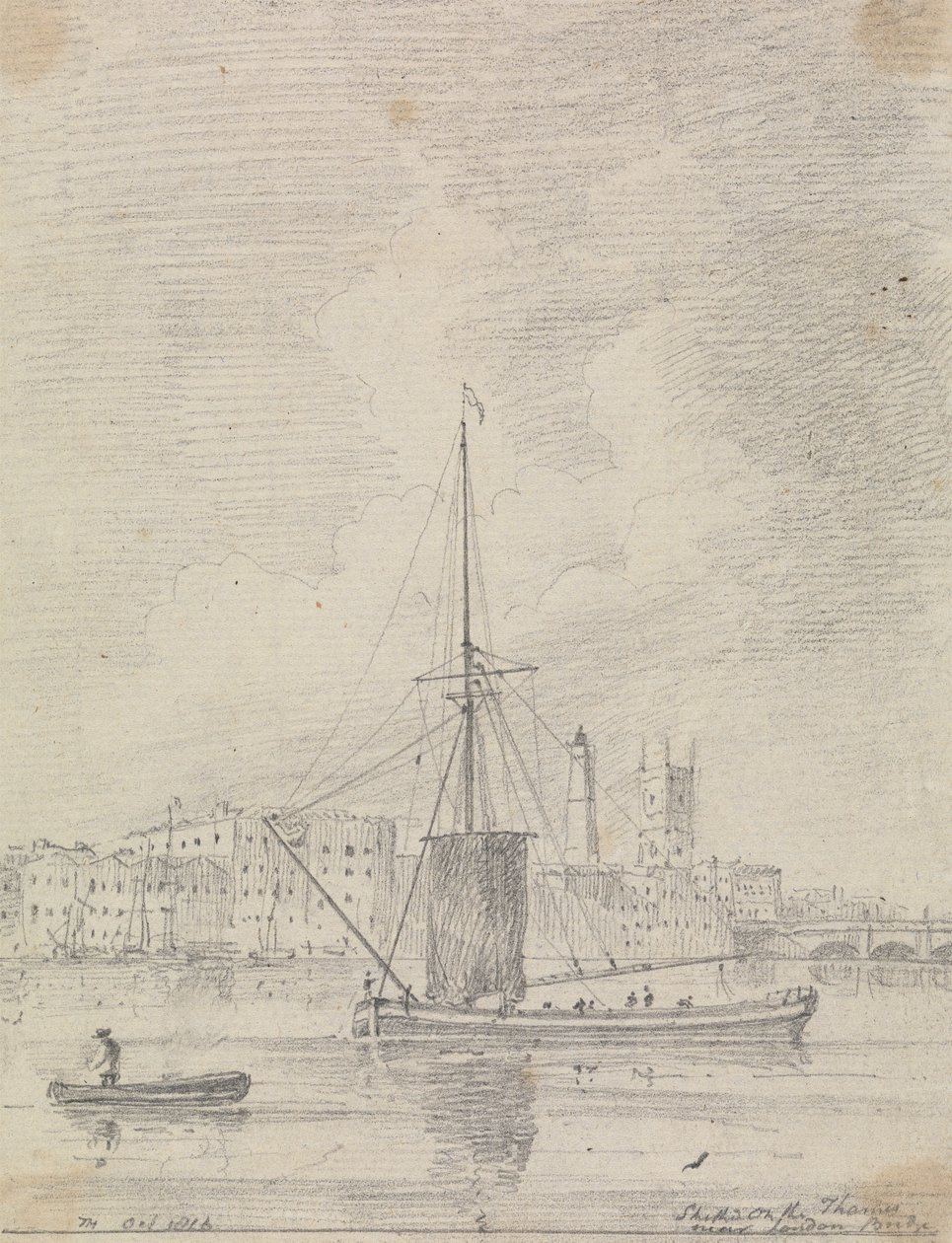 Skibe på Themsen nær London Bridge, oktober 1816 af Capt. Thomas Hastings