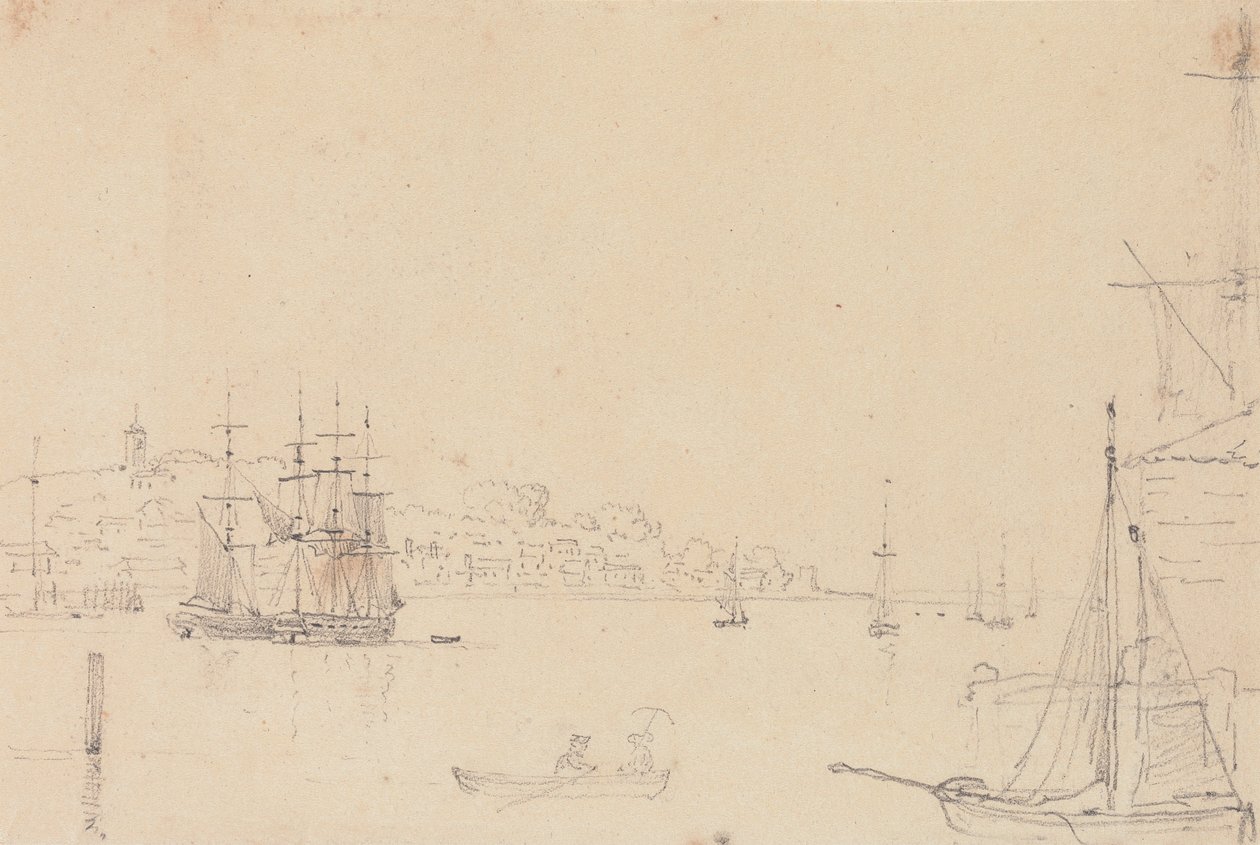 Skitse af skibe nær West Cowes, Isle of Wight af Capt. Thomas Hastings