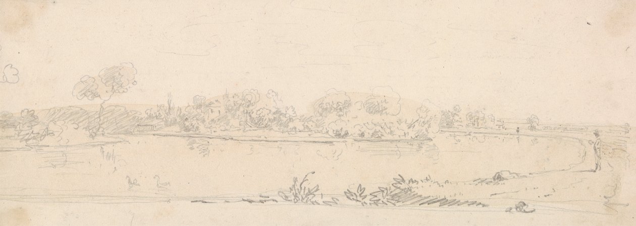 Skitse af et landskab over vandet af Capt. Thomas Hastings