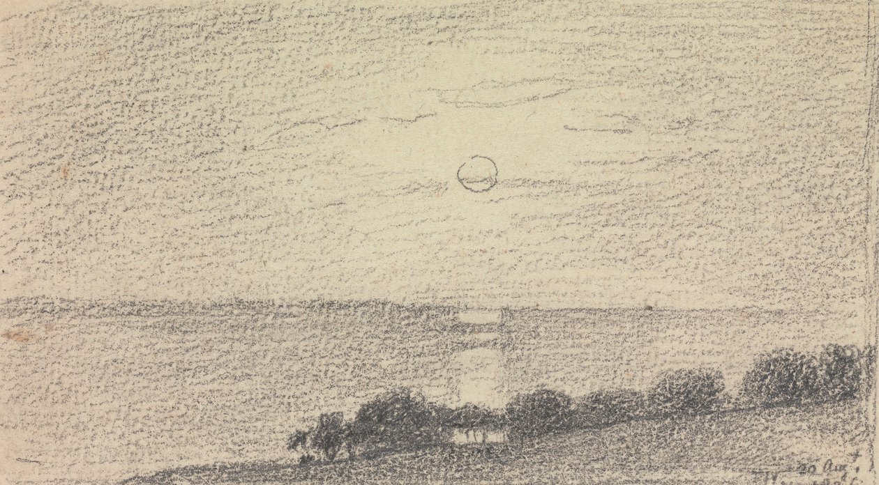 Skitse af en lav sol over havet, 20. august, 1826 af Capt. Thomas Hastings
