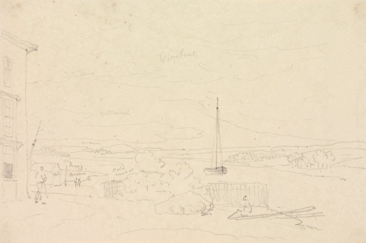 Skitse af et flodlandskab, Isle of Wight af Capt. Thomas Hastings