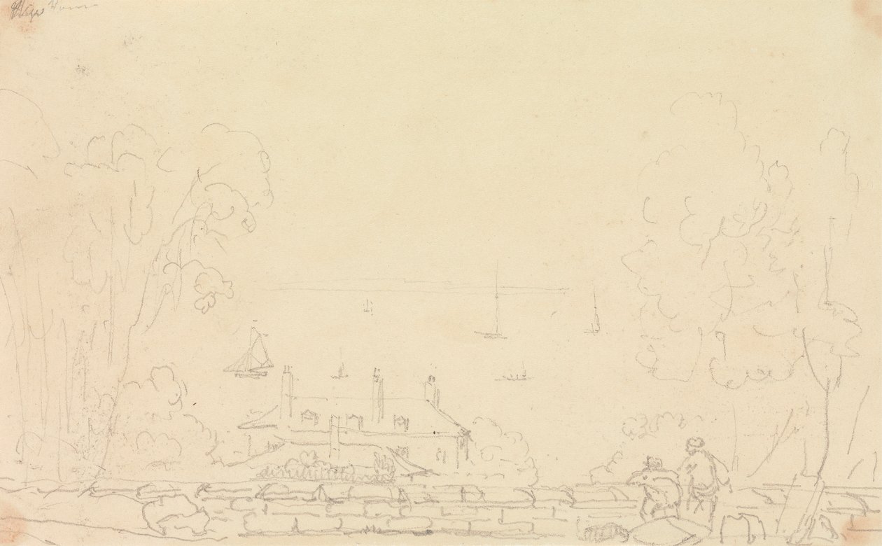 Skitse af et ejendomshus nær kysten, Isle of Wight af Capt. Thomas Hastings