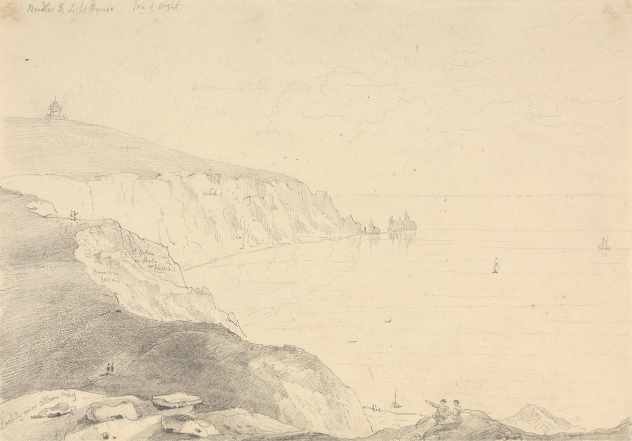 The Needles and Lighthouse, Isle of Wight af Capt. Thomas Hastings