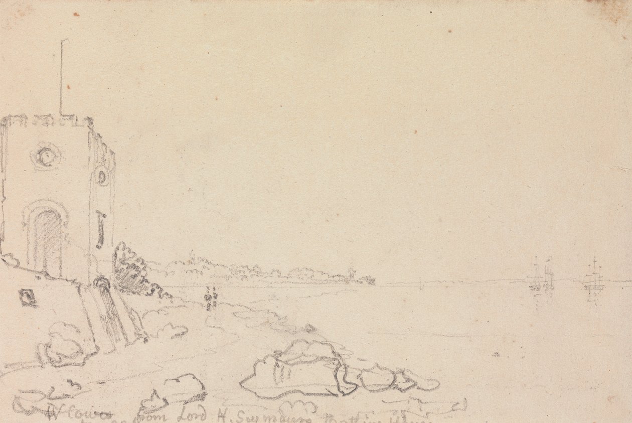 West Cowes fra Lord Henry Seymours badehus, oktober 1825 af Capt. Thomas Hastings