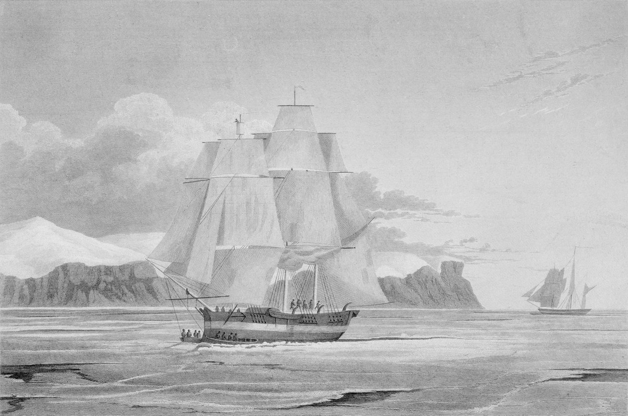 Sejler gennem ung is, september 1824, fra 