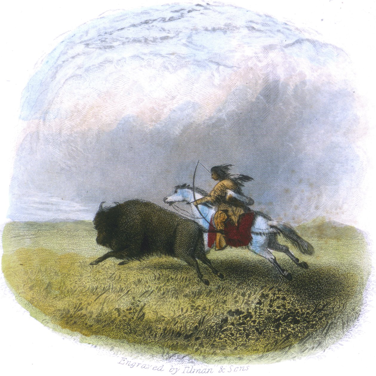 Bøffeljagt, indgraveret af Tilman und Sons, 1853 af Captain Seth Eastman