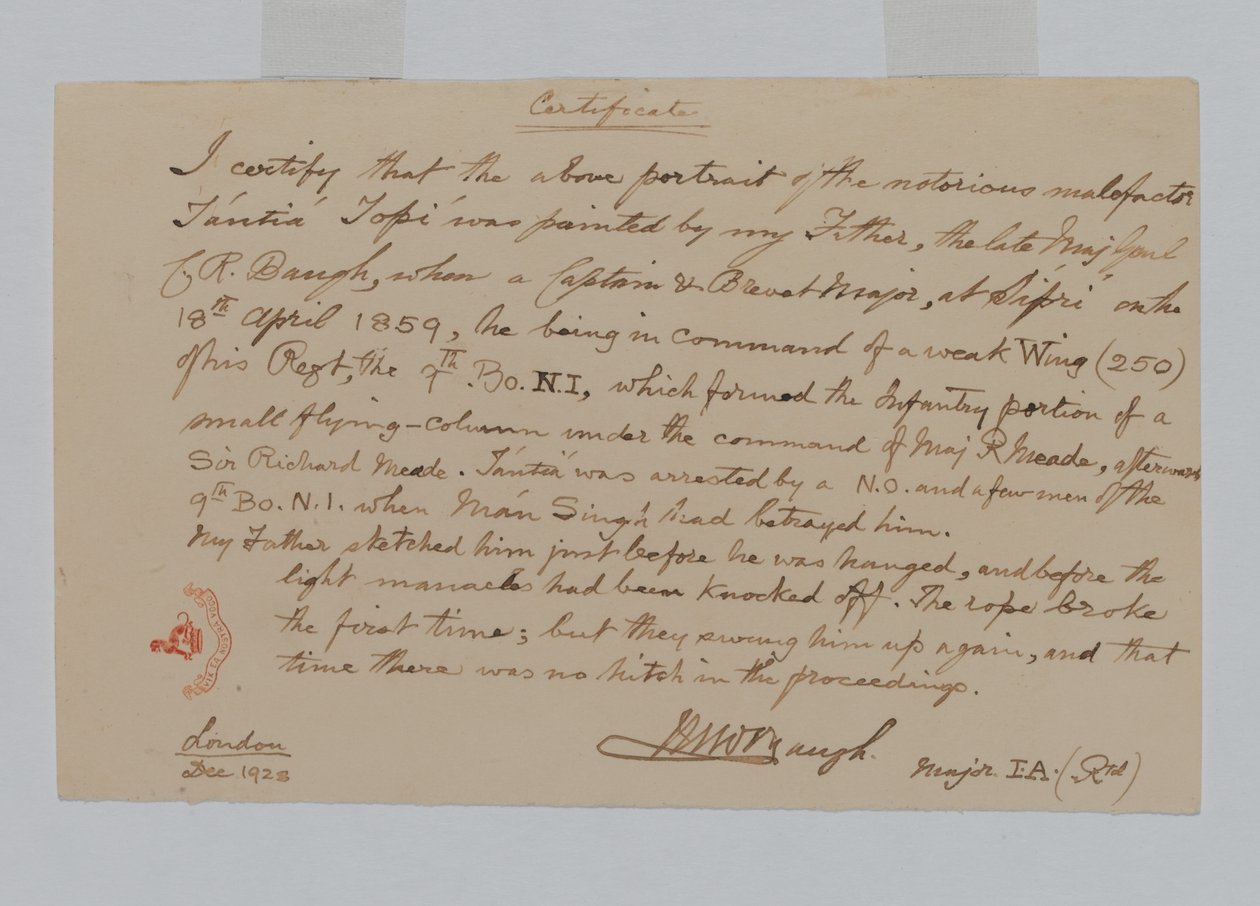 Tantia Topi, den indiske oprørsleder af Captain C.R. Baugh