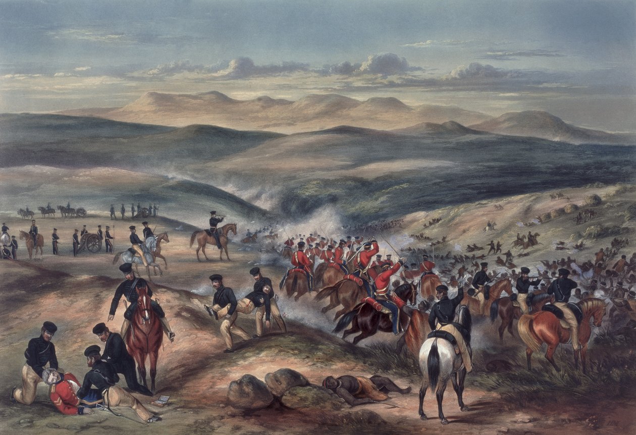 Slaget ved Gwanga, Kap det Gode Håb, den 8. juni 1846 (farveakvatint) af Captain Carey