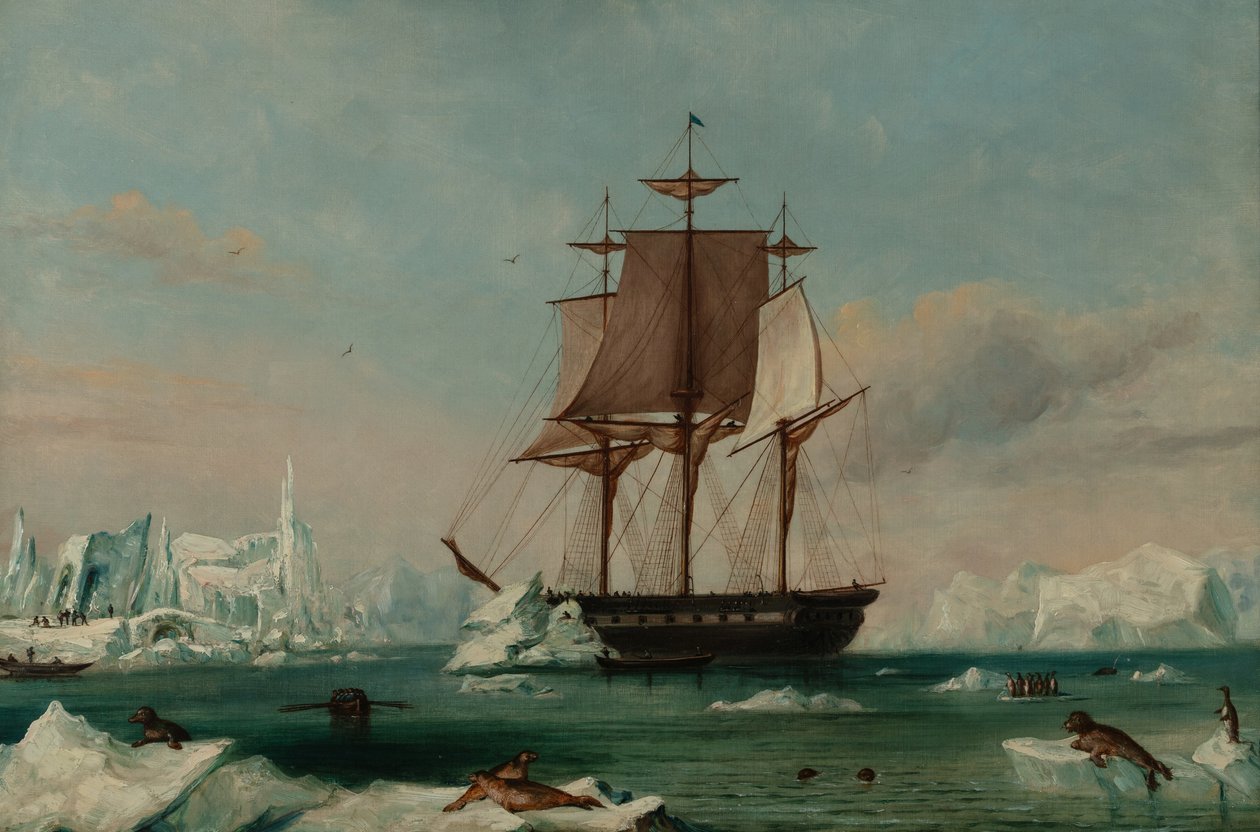 USS Vincennes i Disappointment Bay (olie på lærred) af Captain Charles (attributed to) Wilkes