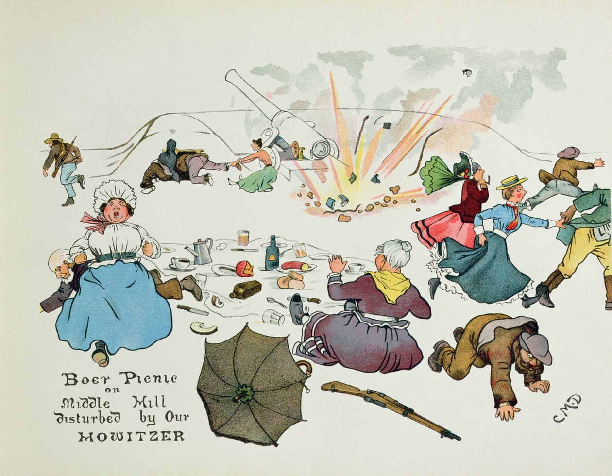Boer-picnic på Middle Hill forstyrret af vores haubits, fra 