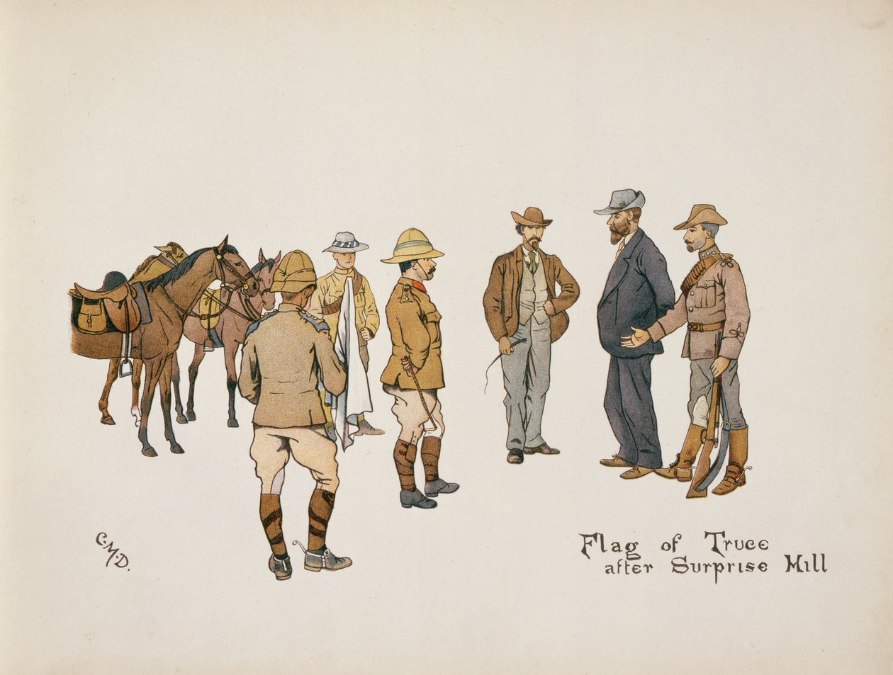 Flag of Truce after Surprise Hill, fra The Leaguer of Ladysmith, 1900 af Captain Clive Dixon