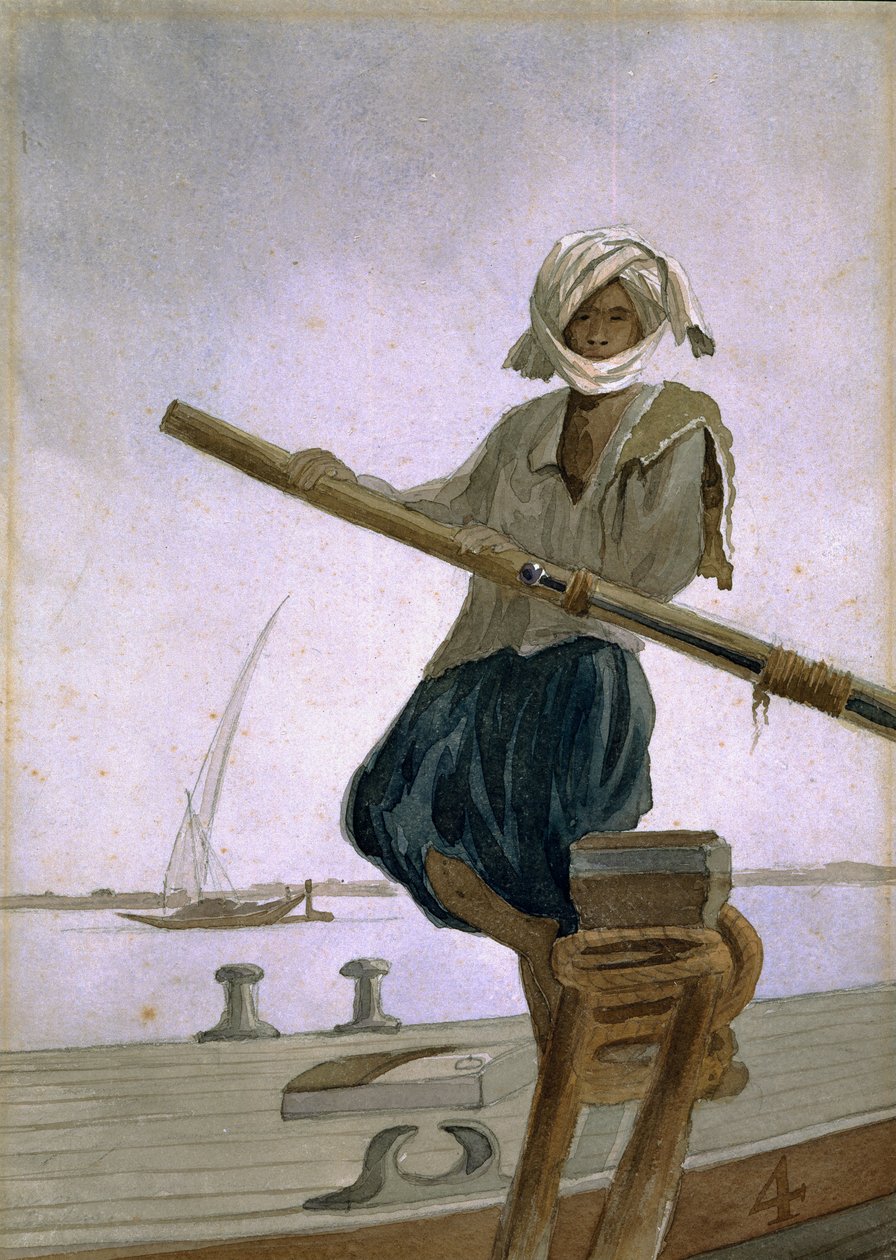 Bådsmand ved floden Indus, Indien af Captain Cornelius Francis James
