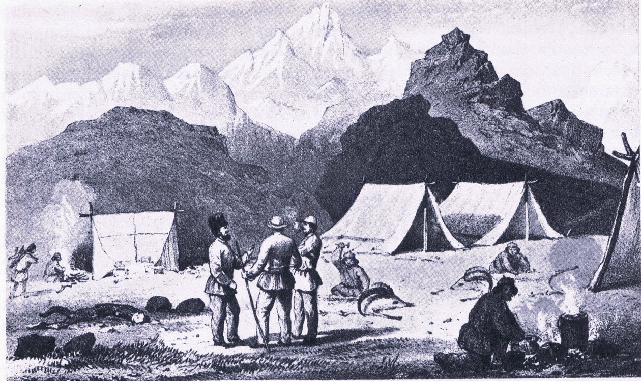 Camp in the Himalaya, fra British Adventure udgivet af Collins af Captain E. P. Campbell