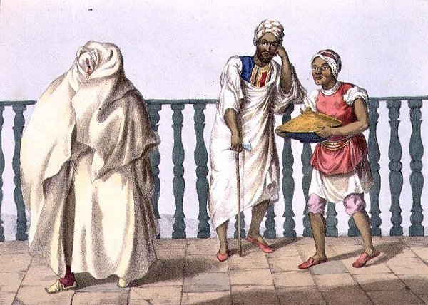 Tripoli-kostume, planche 2 fra "A Narrative of Travels in Northern Africa", graveret af M. Gauci (fl.1810-46) 1821 (litografi) af Captain George Francis (after) Lyon