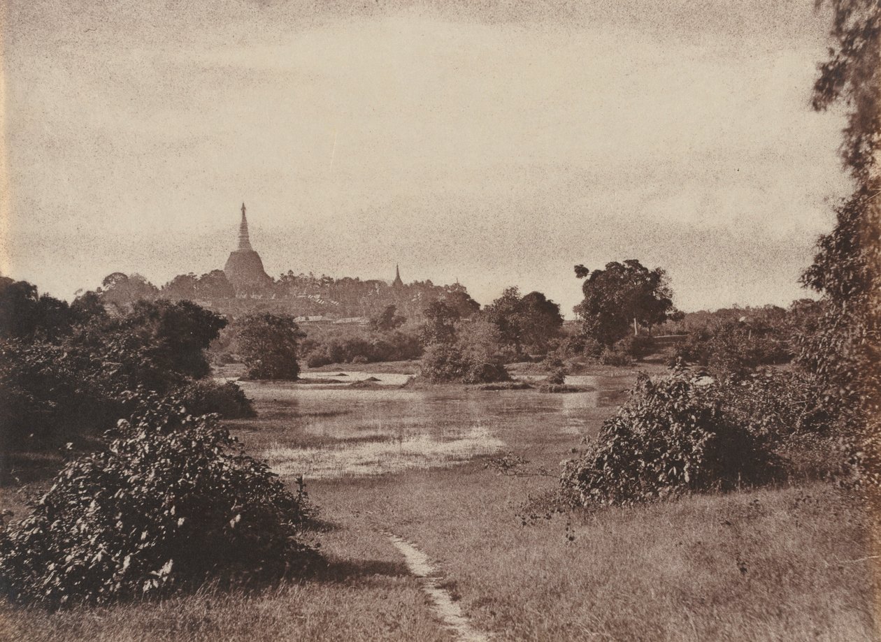 Rangoon. Udsigt nær søen, 1855. af Captain Linnaeus Tripe