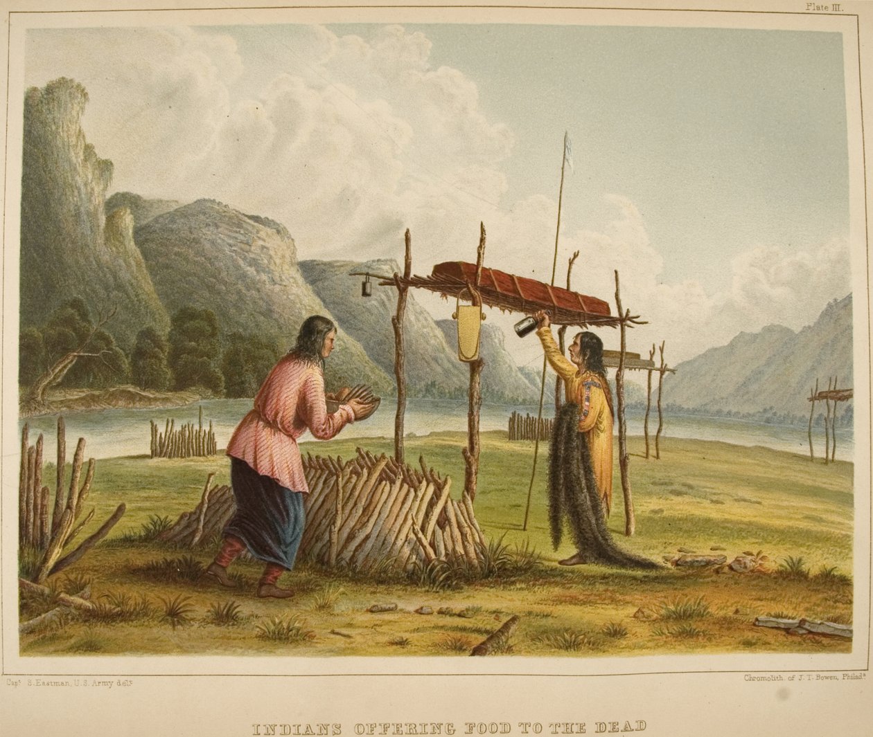 Indianere, der tilbyder mad til de døde af Captain Seth Eastman
