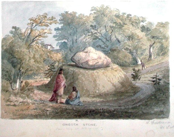 Oneota Stone, kirkegård i Utica, New York (akvarel på papir) af Captain Seth Eastman