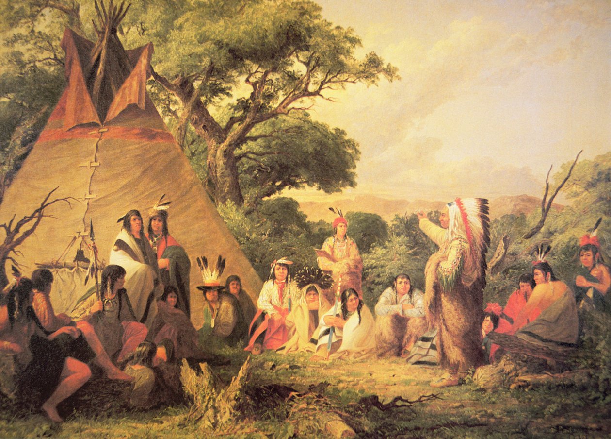 Sioux Indian Council af Captain Seth Eastman