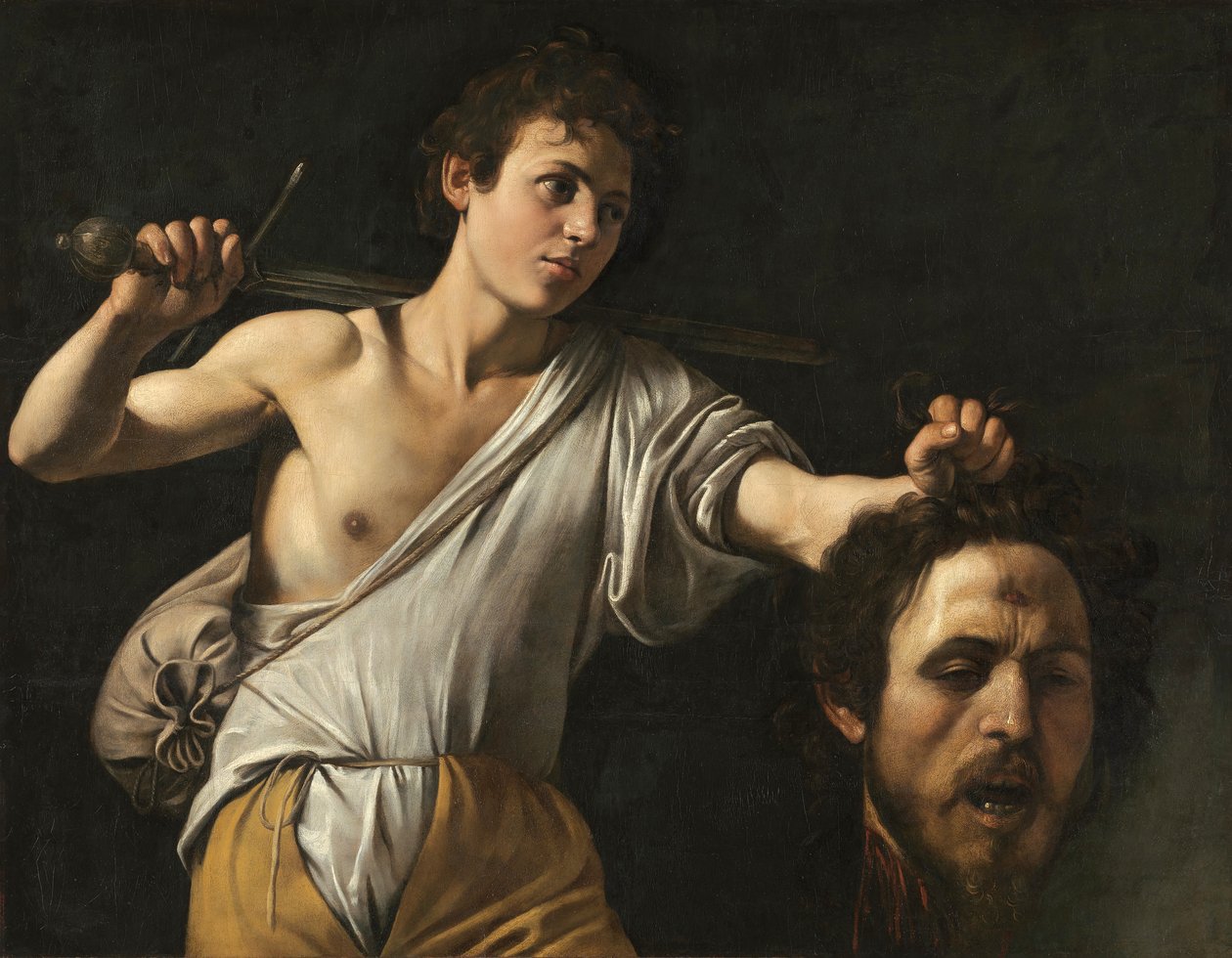 Italiensk:  Davide con la testa di Golia David med Goliat