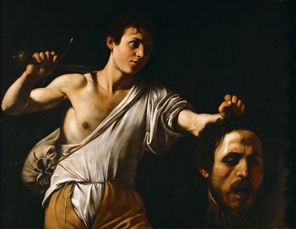 Italiensk:  Davide con la testa di Golia David med Goliat