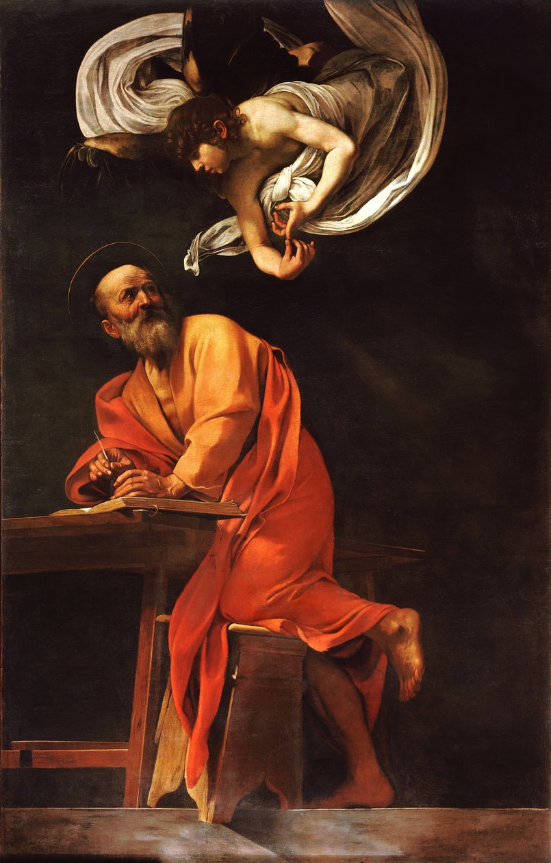 Inspirationen af Sankt Matthæus af Caravaggio