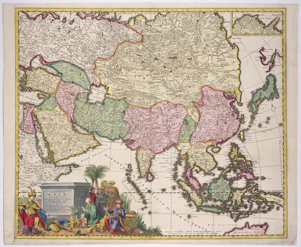 Kort over Asien, Tartaria, Japan, Filippinerne og Østindien, indgraveret af G. van Gouwen, ca. 1690 af Carel Allard