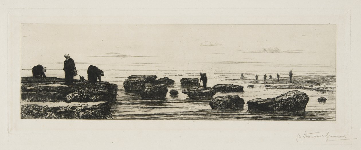 Tangsamlerne ved Veules, ca. 1885 af Carel Nicolaas Storm van 