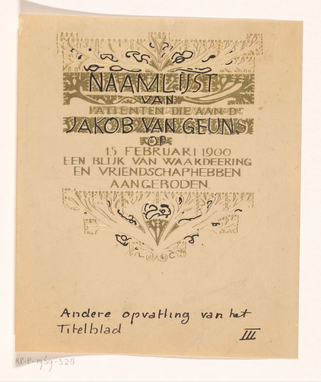 Huldeblijk an Jacob van Geuns af Carel Adolph Lion Cachet