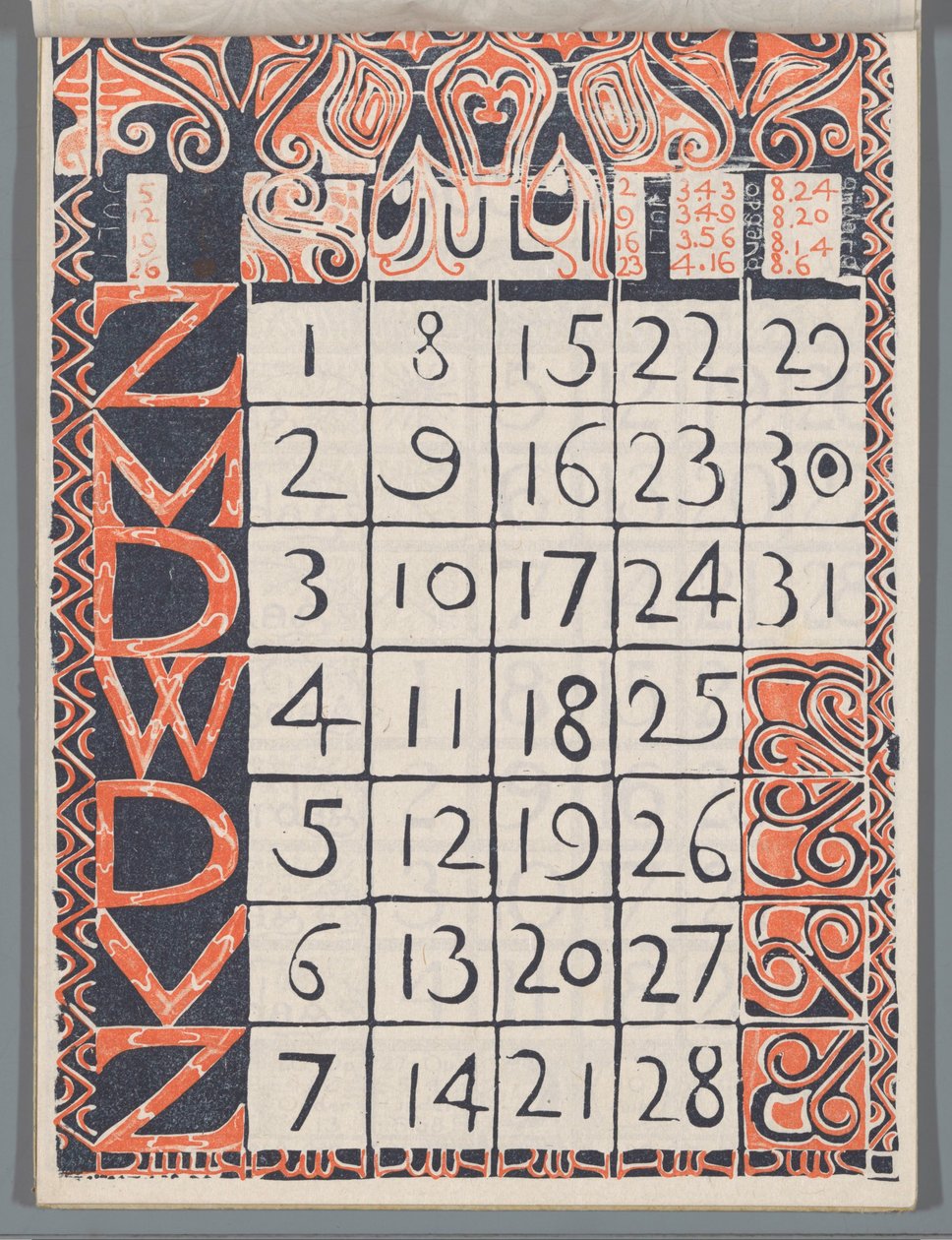 Kalenderblatt Juli 1900 af Carel Adolph Lion Cachet
