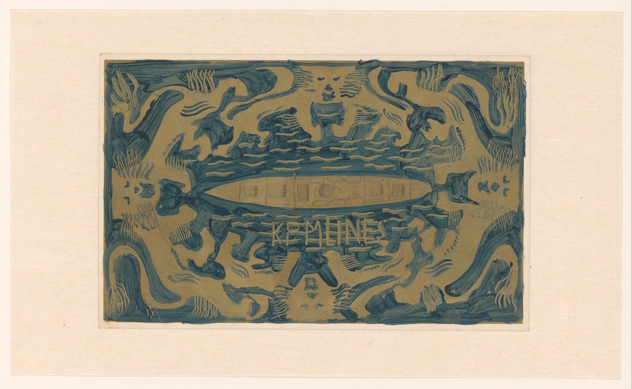 Design til vignet af Koninklijke Paketvaart Maatschappij, K.P.M. linjer af Carel Adolph Lion Cachet